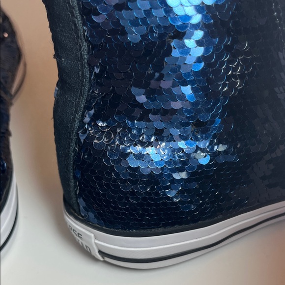 Converse Chuck Taylor All Star Women's Midnight Indigo Blue Sequin High-Tops - Picture 14 of 16